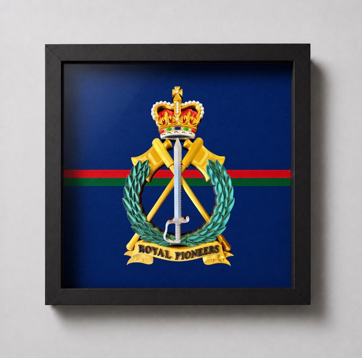 Royal Pioneers Full Colour Cap Badge Display Frame
