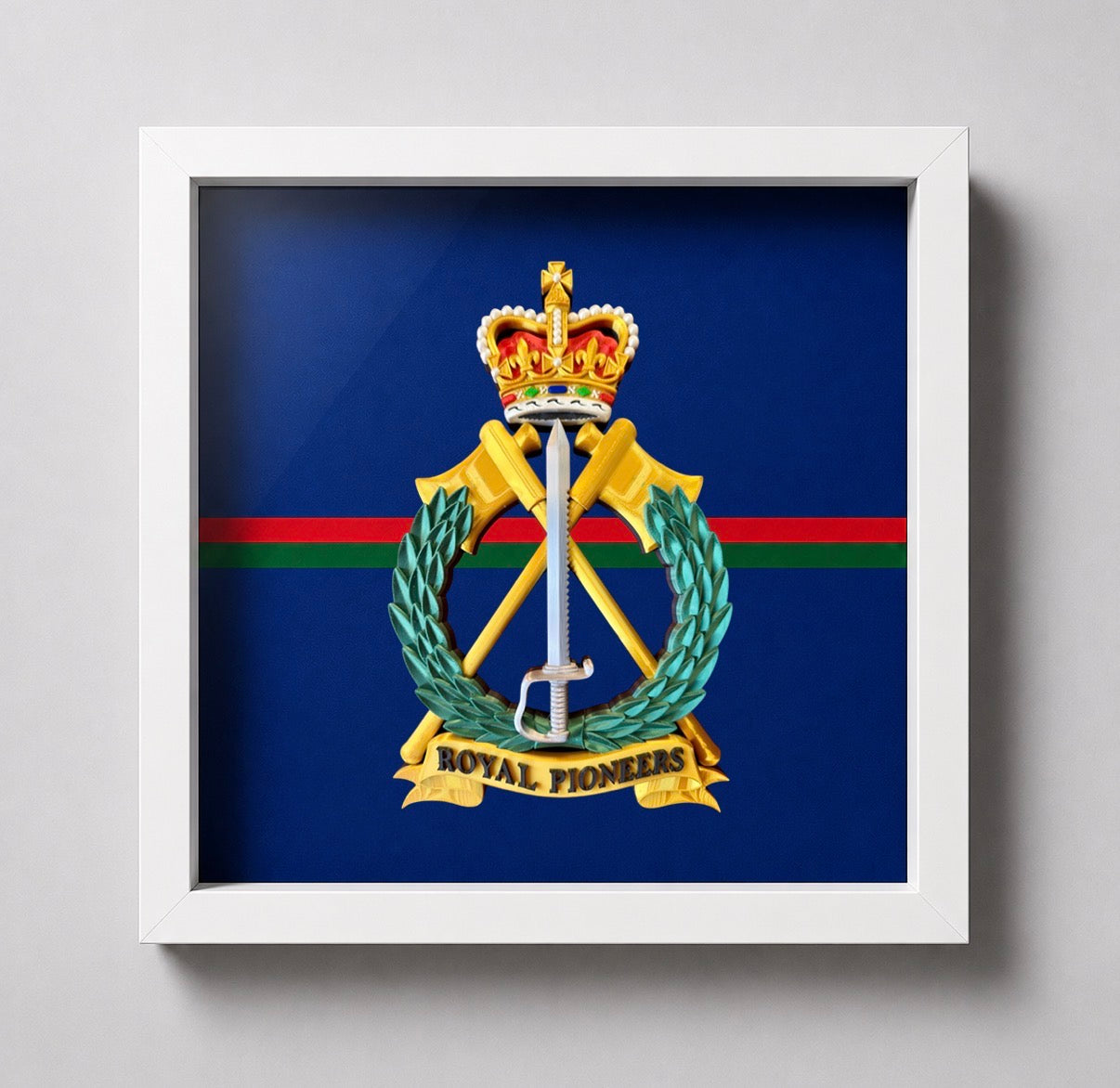 Royal Pioneers Full Colour Cap Badge Display Frame