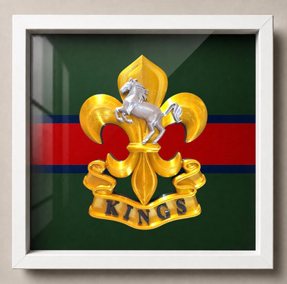 The King's Regiment Cap Badge Display Frame - Precision Military Emblem 
