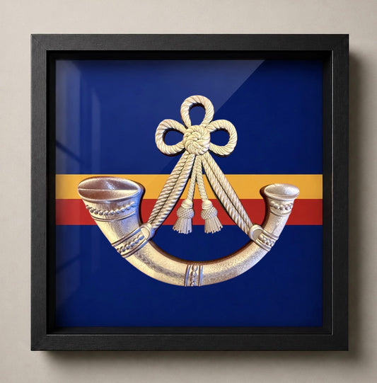 Oxfordshire and Buckinghamshire Light Infantry Cap Badge Display Frame - Precision Military Emblems 