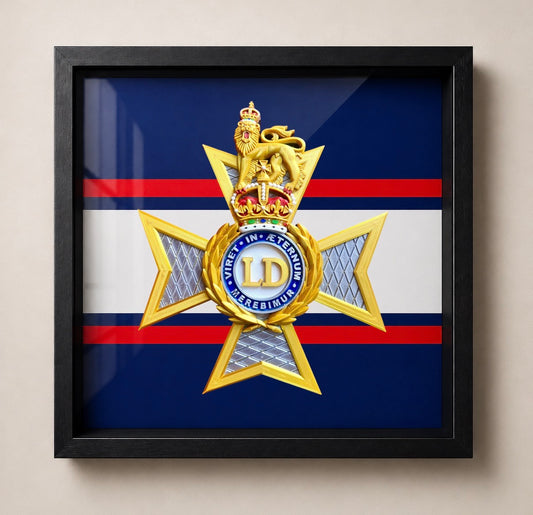 The Light Dragoons Cap Badge Display Frame – King's Crown - Precision Military Emblems 