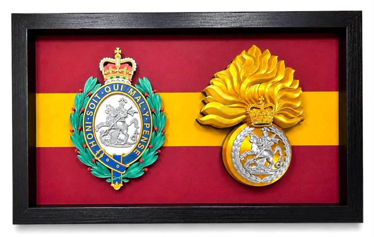 Double Military Cap Badge Heritage Display Frame - Precision Military Emblems 