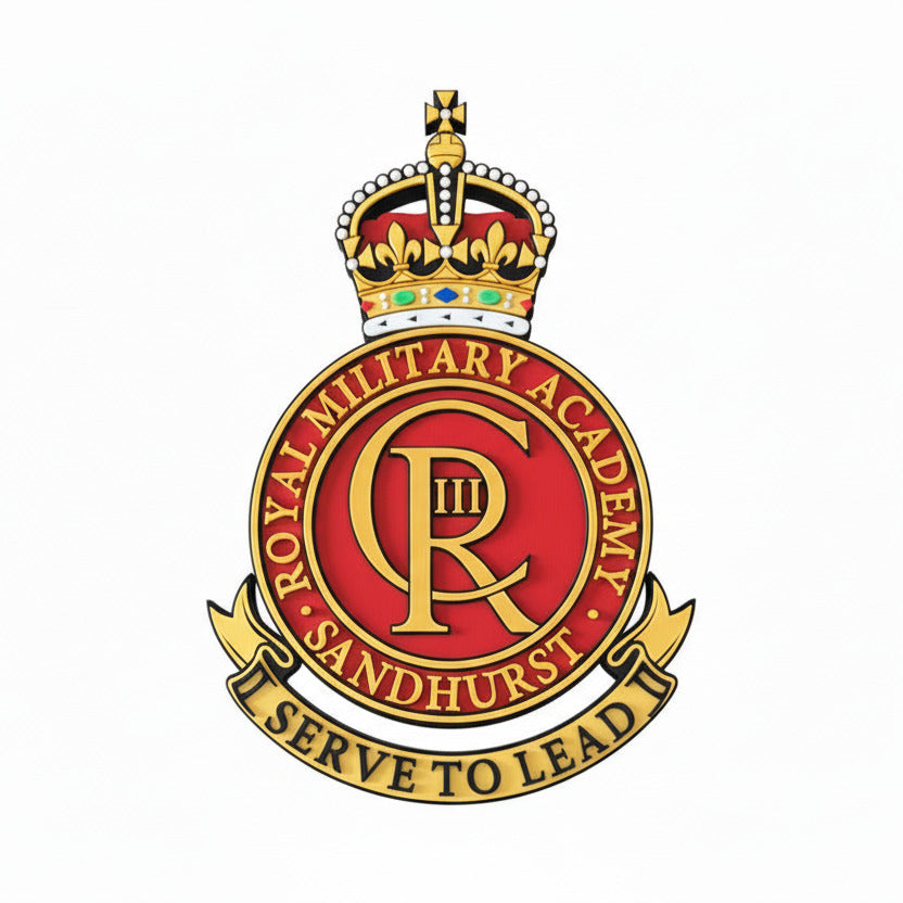 Royal Military Academy Sandhurst 3D Printed Cap Badge King's Crown - Precision Military Emblems