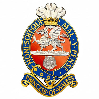 Princess Of Wales's Royal Regiment Cap Badge Red and Silver