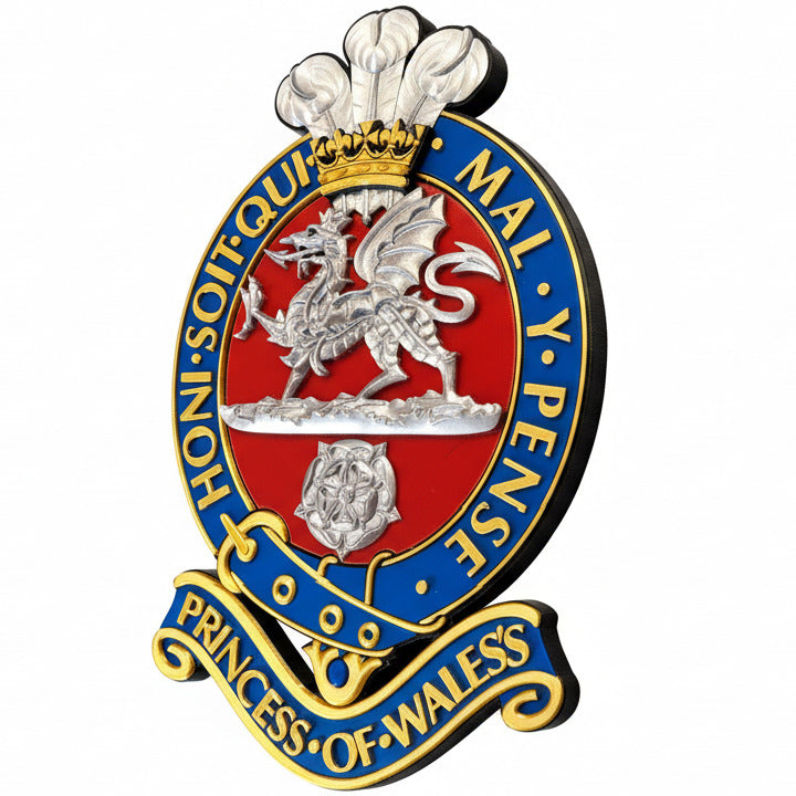 Princess Of Wales's Royal Regiment Cap Badge Red and Silver