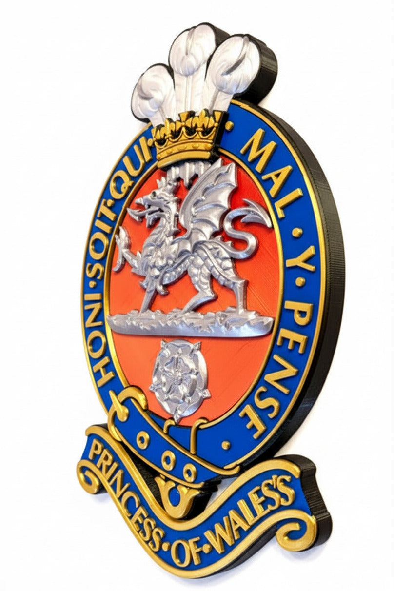 Princess Of Wales's Royal Regiment Cap Badge Red and Silver