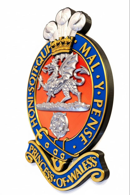 Princess Of Wales's Royal Regiment Cap Badge Red and Silver