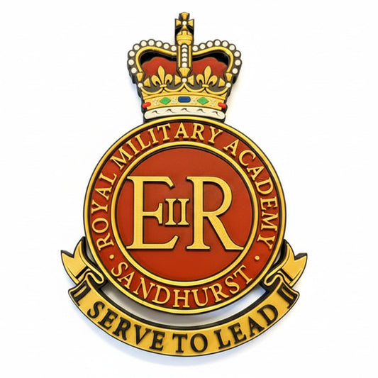 Royal Military Academy Sandhurst 3D Printed Cap Badge Queen's Crown - Precision Military Emblems