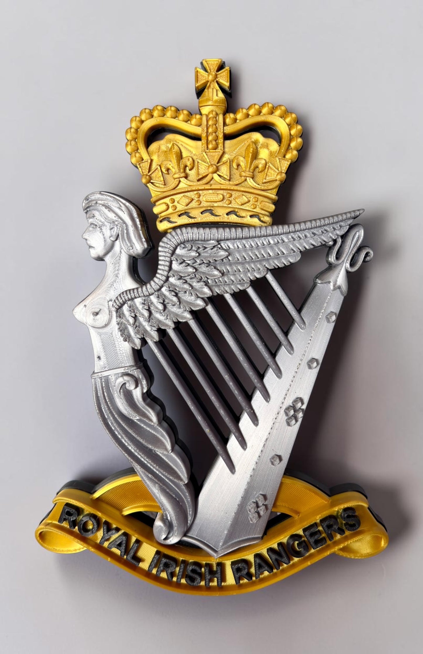 Royal Irish Rangers Cap Badge | Gold, Silver & Black - Precision Military Emblems
