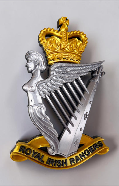 Royal Irish Rangers Cap Badge | Gold, Silver & Black - Precision Military Emblems