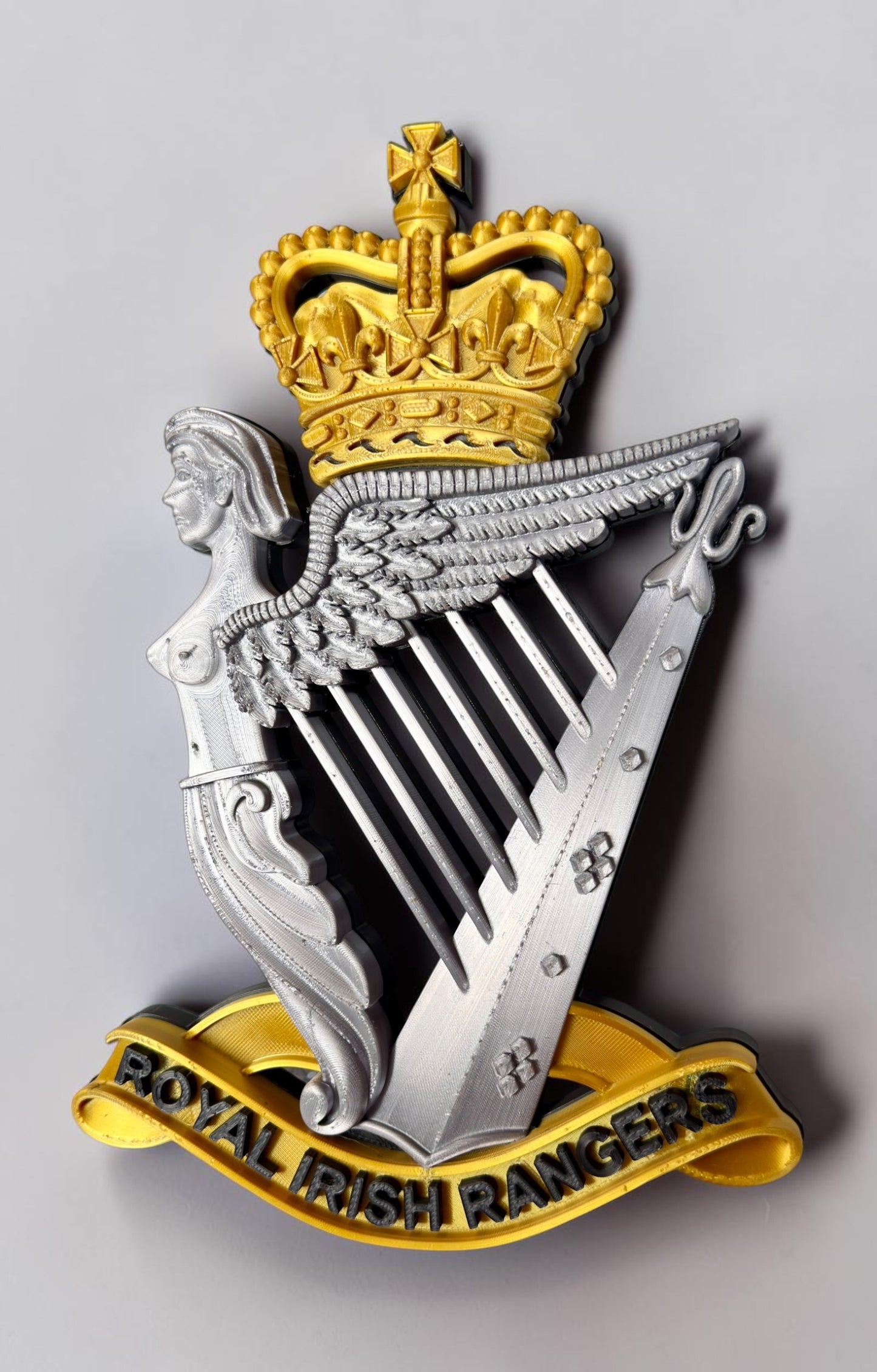 Royal Irish Rangers Cap Badge | Gold, Silver & Black - Precision Military Emblems