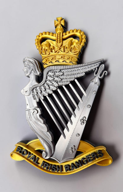 Royal Irish Rangers Cap Badge | Gold, Silver & Black - Precision Military Emblems