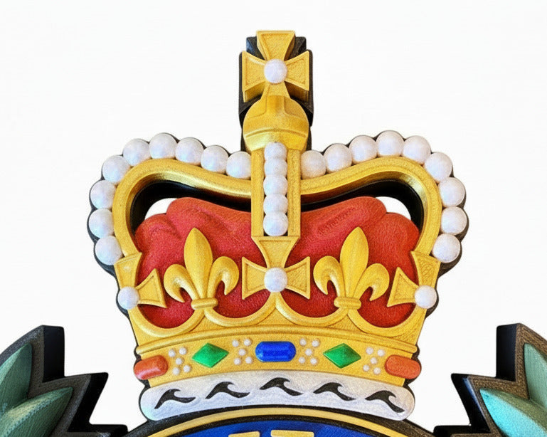 Royal Engineers 3D Printed Cap Badge Queen's Crown - Precision Military Emblems