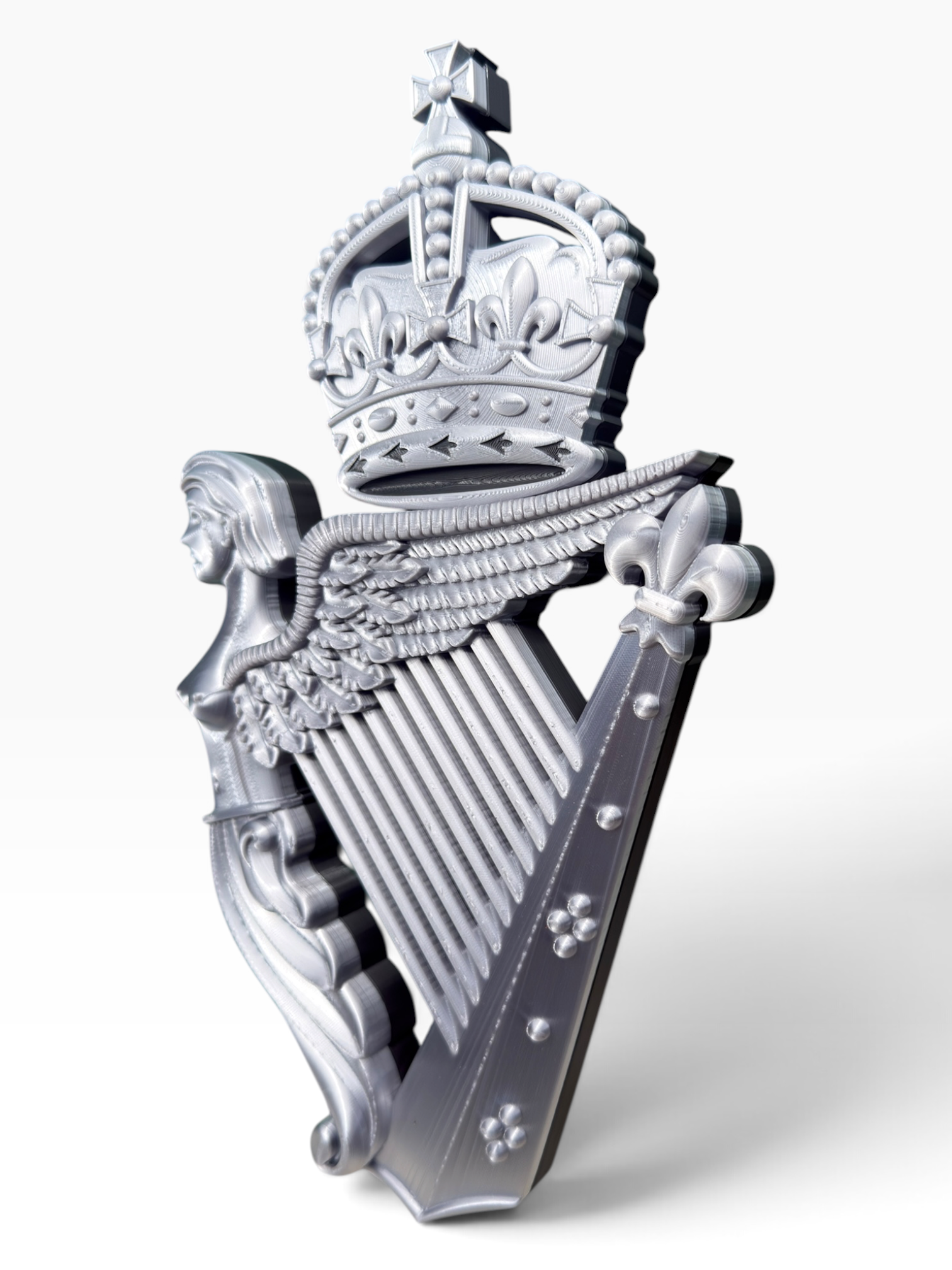 Royal Irish Regiment King's Crown Cap Badge | Silver & Black - Precision Military Emblems 