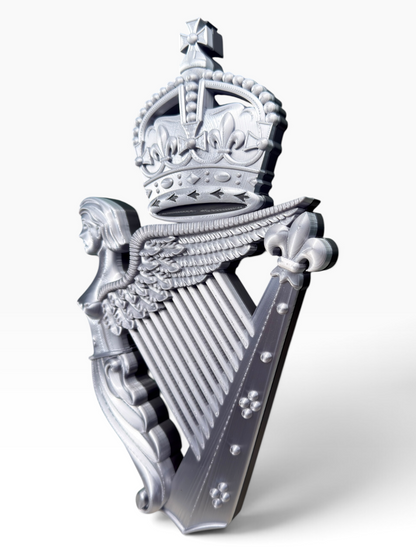 Royal Irish Regiment King's Crown Cap Badge | Silver & Black - Precision Military Emblems 