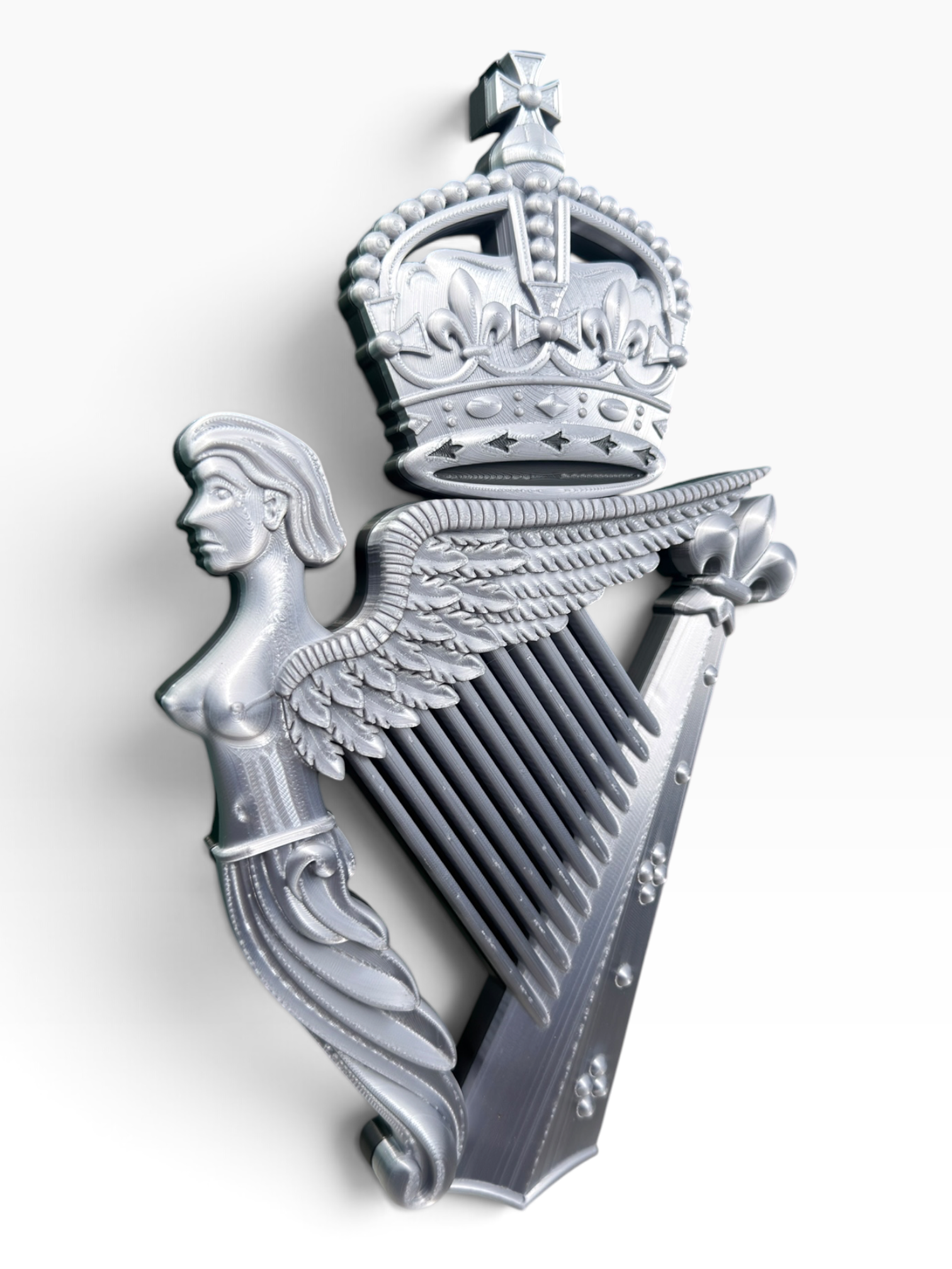Royal Irish Regiment King's Crown Cap Badge | Silver & Black - Precision Military Emblems 