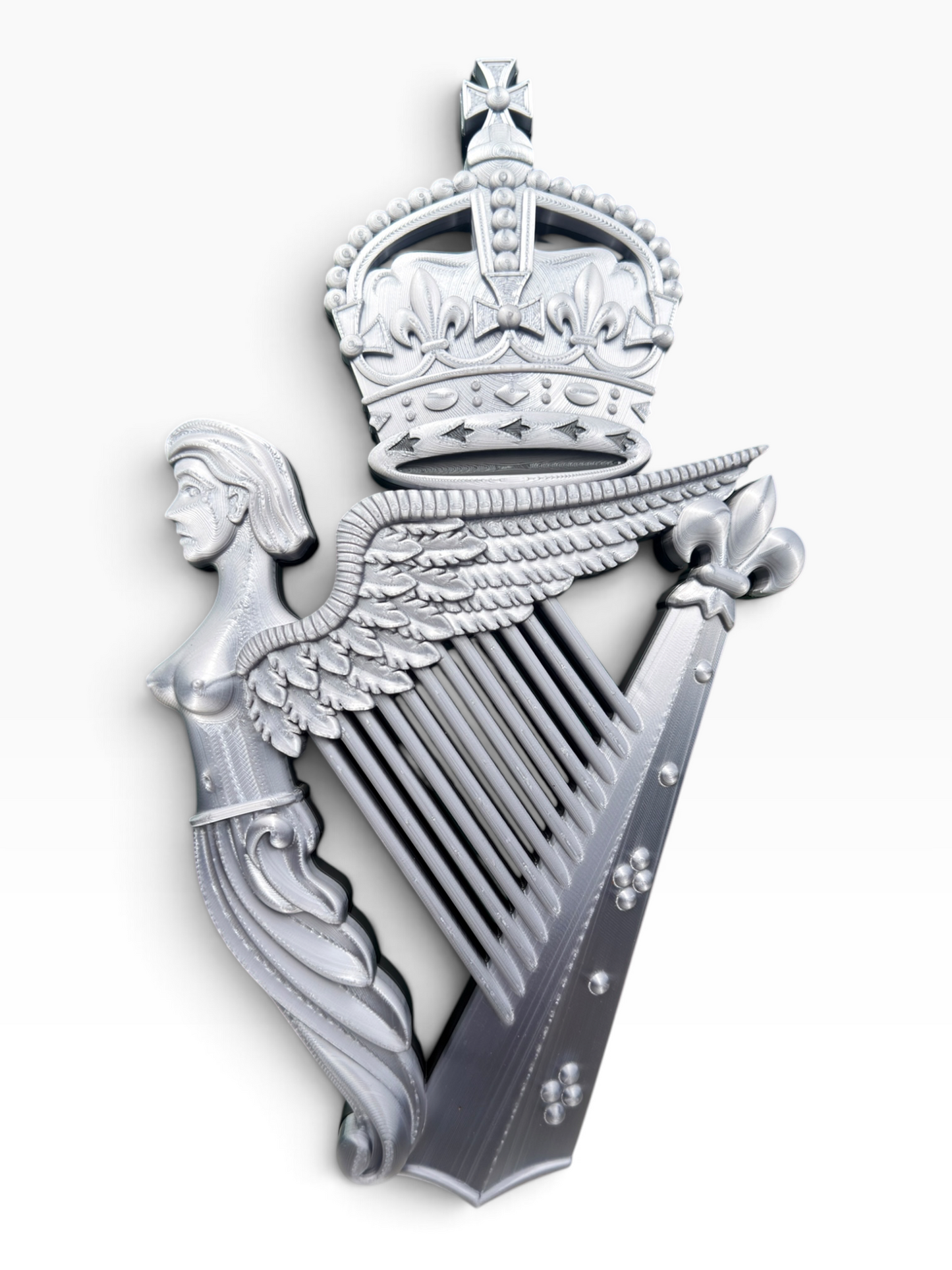Royal Irish Regiment King's Crown Cap Badge | Silver & Black - Precision Military Emblems 