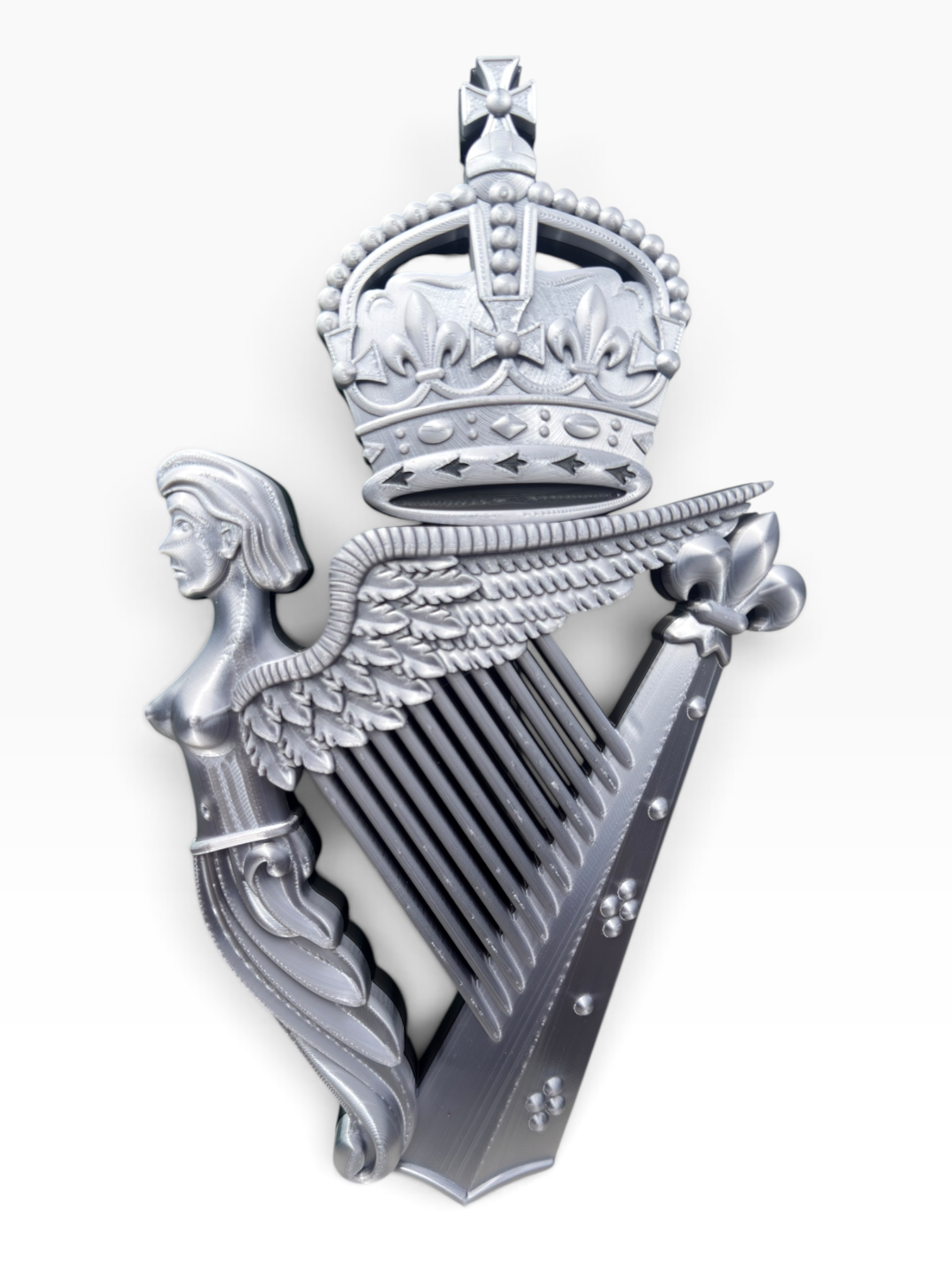 Royal Irish Regiment King's Crown Cap Badge | Silver & Black - Precision Military Emblems 