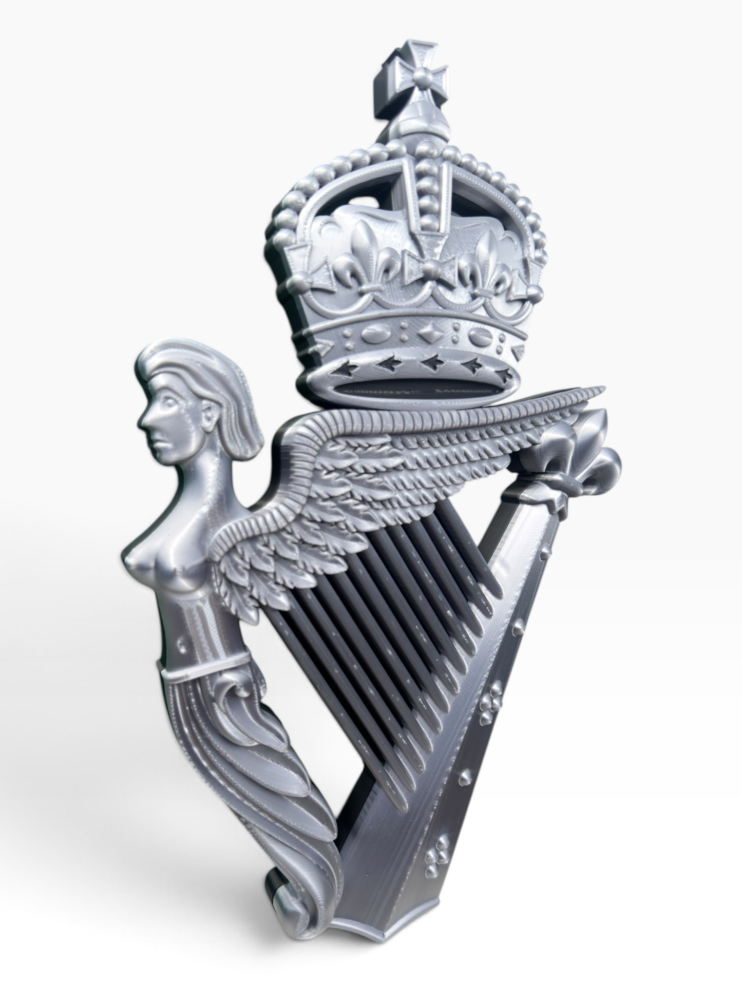 Royal Irish Regiment King's Crown Cap Badge | Silver & Black - Precision Military Emblems 