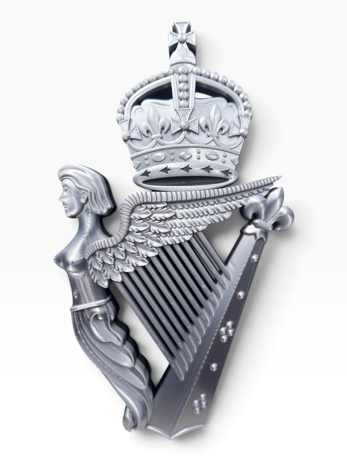 Royal Irish Regiment King's Crown Cap Badge | Silver & Black - Precision Military Emblems 