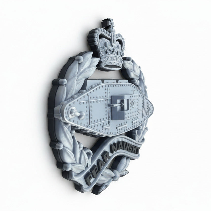 Royal Tank Regiment Cap Badge Queens Crown (Silver & Black)