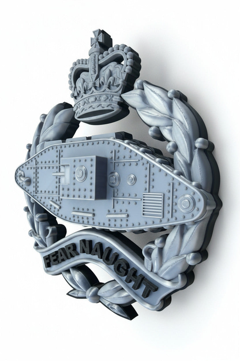 Royal Tank Regiment Cap Badge Queens Crown (Silver & Black)