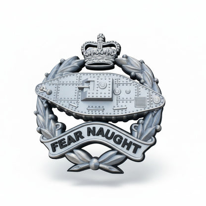 Royal Tank Regiment Cap Badge Queens Crown (Silver & Black)