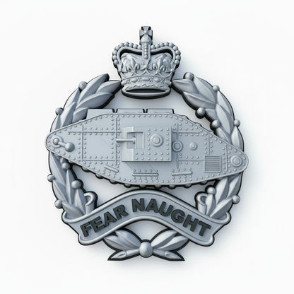 Royal Tank Regiment Cap Badge Queens Crown (Silver & Black)