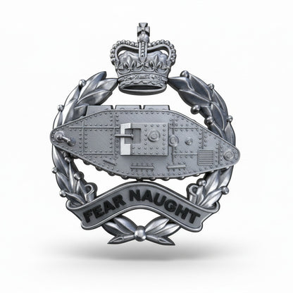 Royal Tank Regiment Cap Badge Queens Crown (Silver & Black)