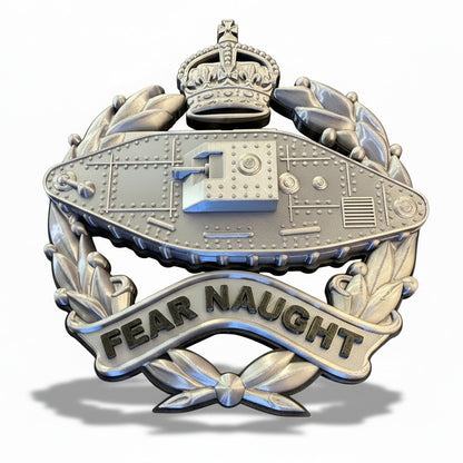 Royal Tank Regiment Cap Badge Kings Crown (Silver & Black)