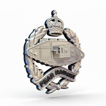Royal Tank Regiment Cap Badge Kings Crown (Silver & Black)