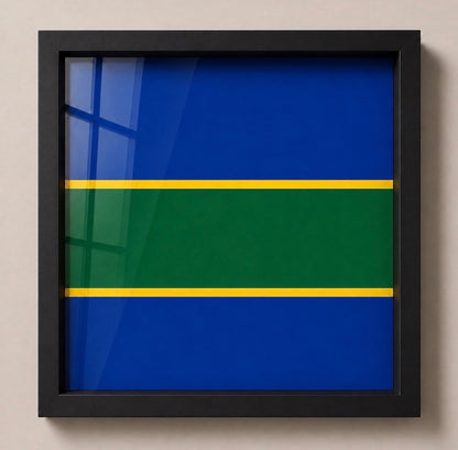 Queen’s Royal Hussars King’s Crown cap badge display frame shown on a wall, ready to hang