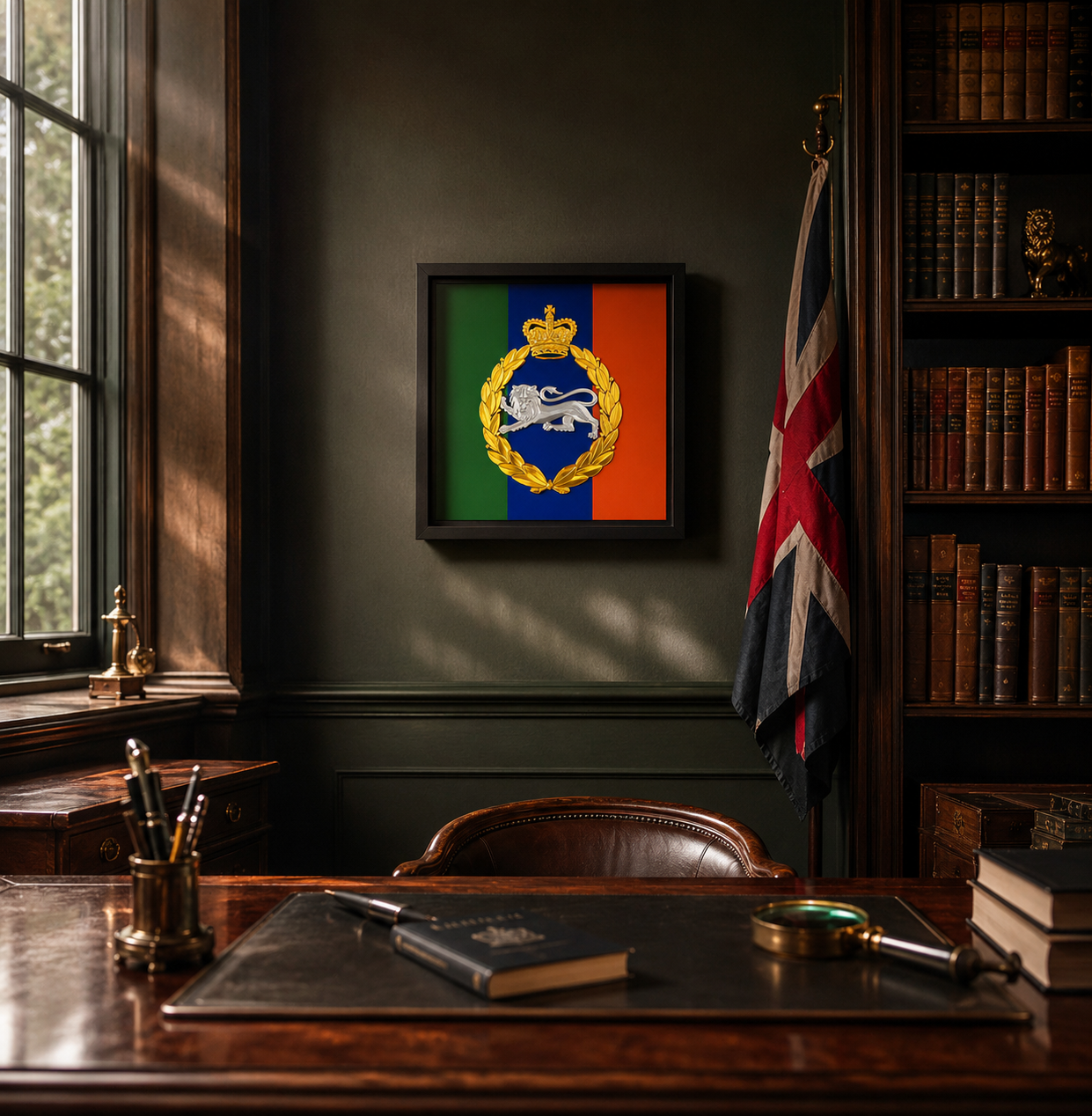 King's Own Royal Border Regiment Stable Belt Cap Badge Display Frame - Precision Military Emblems 