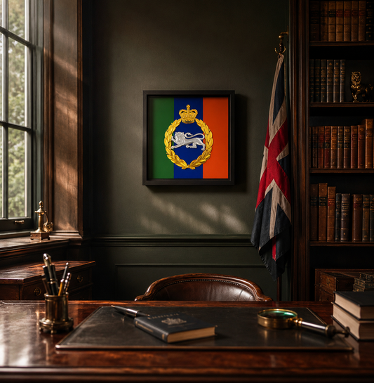 King's Own Royal Border Regiment Stable Belt Cap Badge Display Frame - Precision Military Emblems 