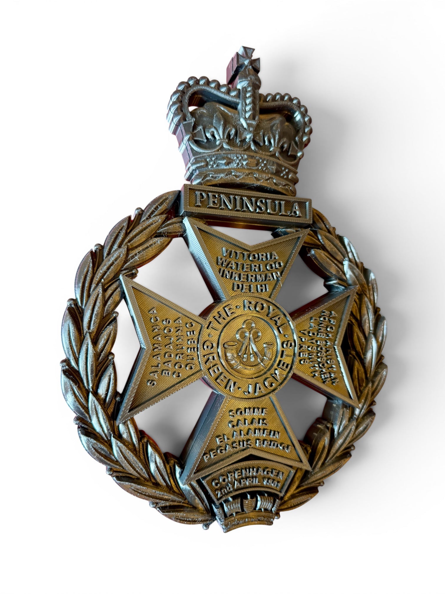 Royal Green Jackets 3D Printed Cap Badge All Black - Precision Military Emblems