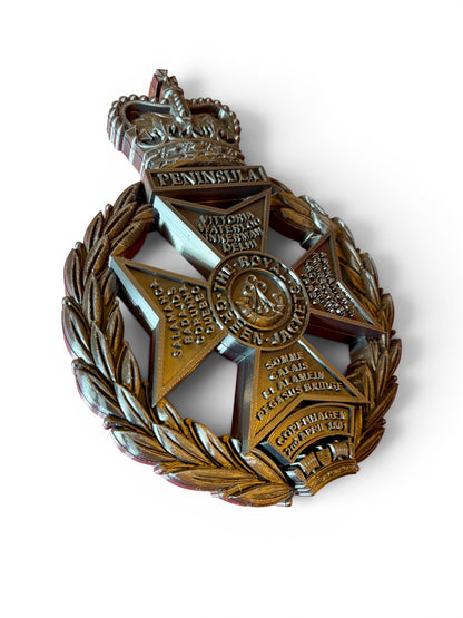 Royal Green Jackets 3D Printed Cap Badge All Black - Precision Military Emblems
