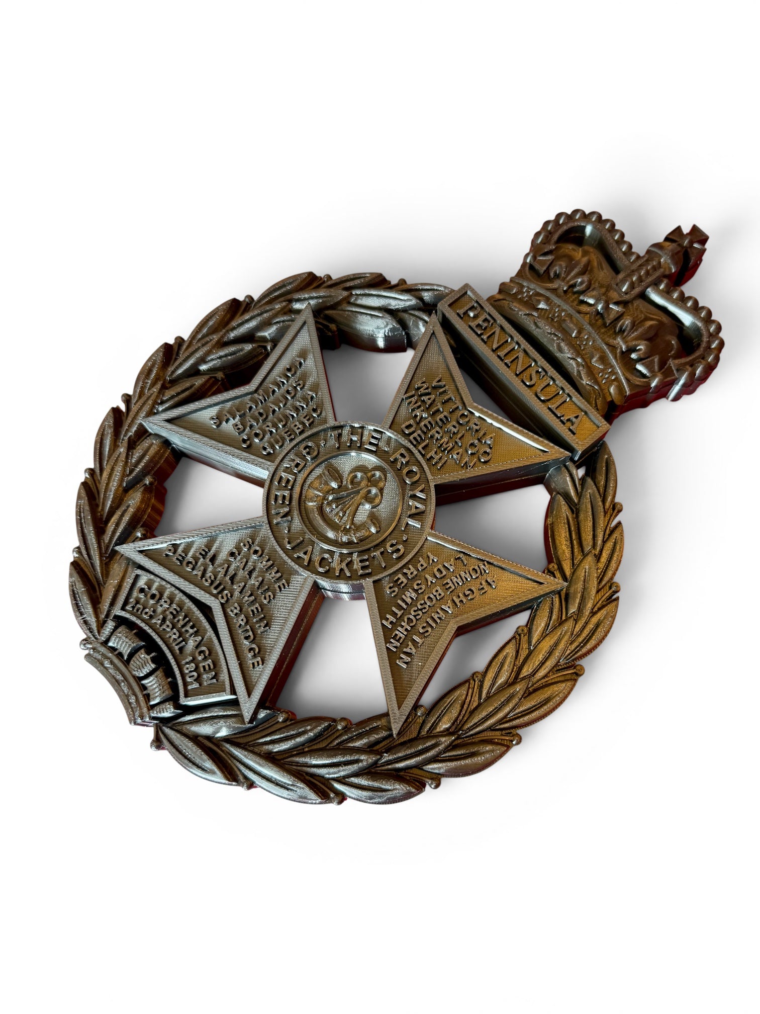 Royal Green Jackets 3D Printed Cap Badge All Black - Precision Military Emblems