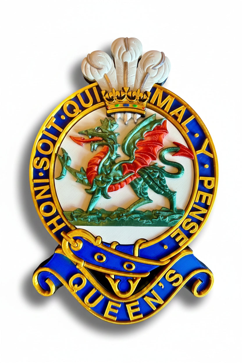The Queen's Regiment 3D Printed Cap Badge - Precision Military Emblems