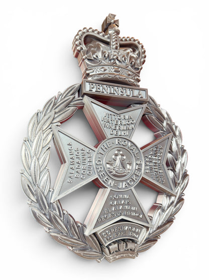 Royal Green Jackets 3D Printed Cap Badge Silver XL - Precision Military Emblems