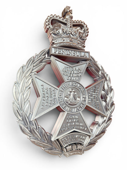 Royal Green Jackets 3D Printed Cap Badge Silver XL - Precision Military Emblems