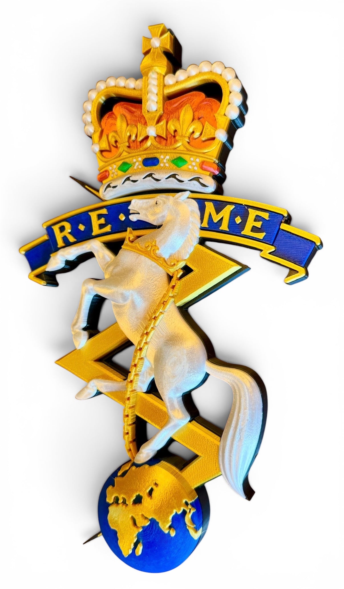 Corps of Royal Electrical and Mechanical Engineers (REME) 3D Printed Cap Badge Queen's Crown - Precision Military Emblems