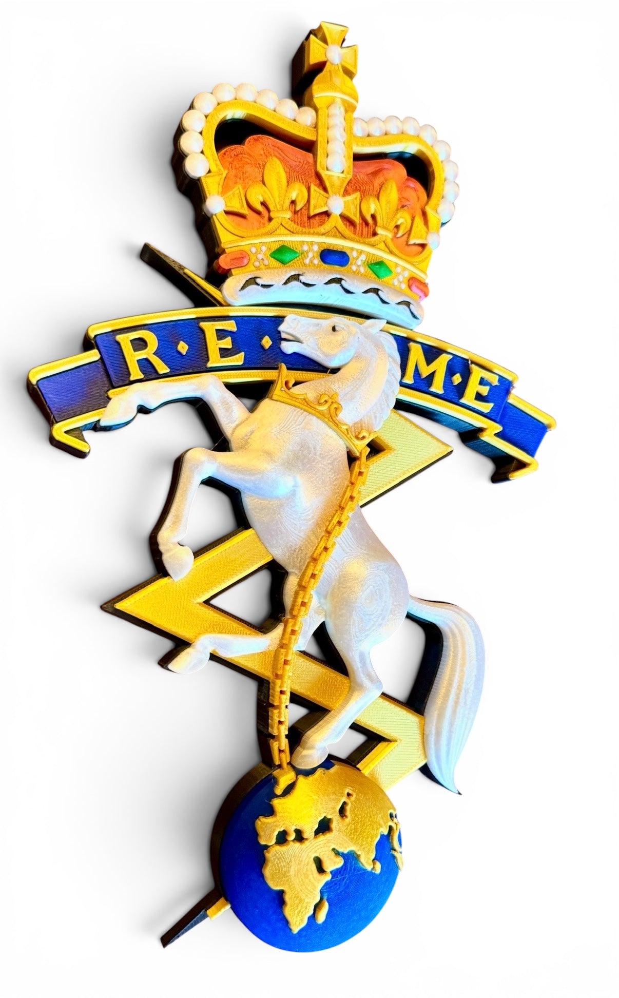 Corps of Royal Electrical and Mechanical Engineers (REME) 3D Printed Cap Badge Queen's Crown - Precision Military Emblems