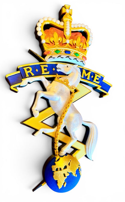 Corps of Royal Electrical and Mechanical Engineers (REME) 3D Printed Cap Badge Queen's Crown - Precision Military Emblems