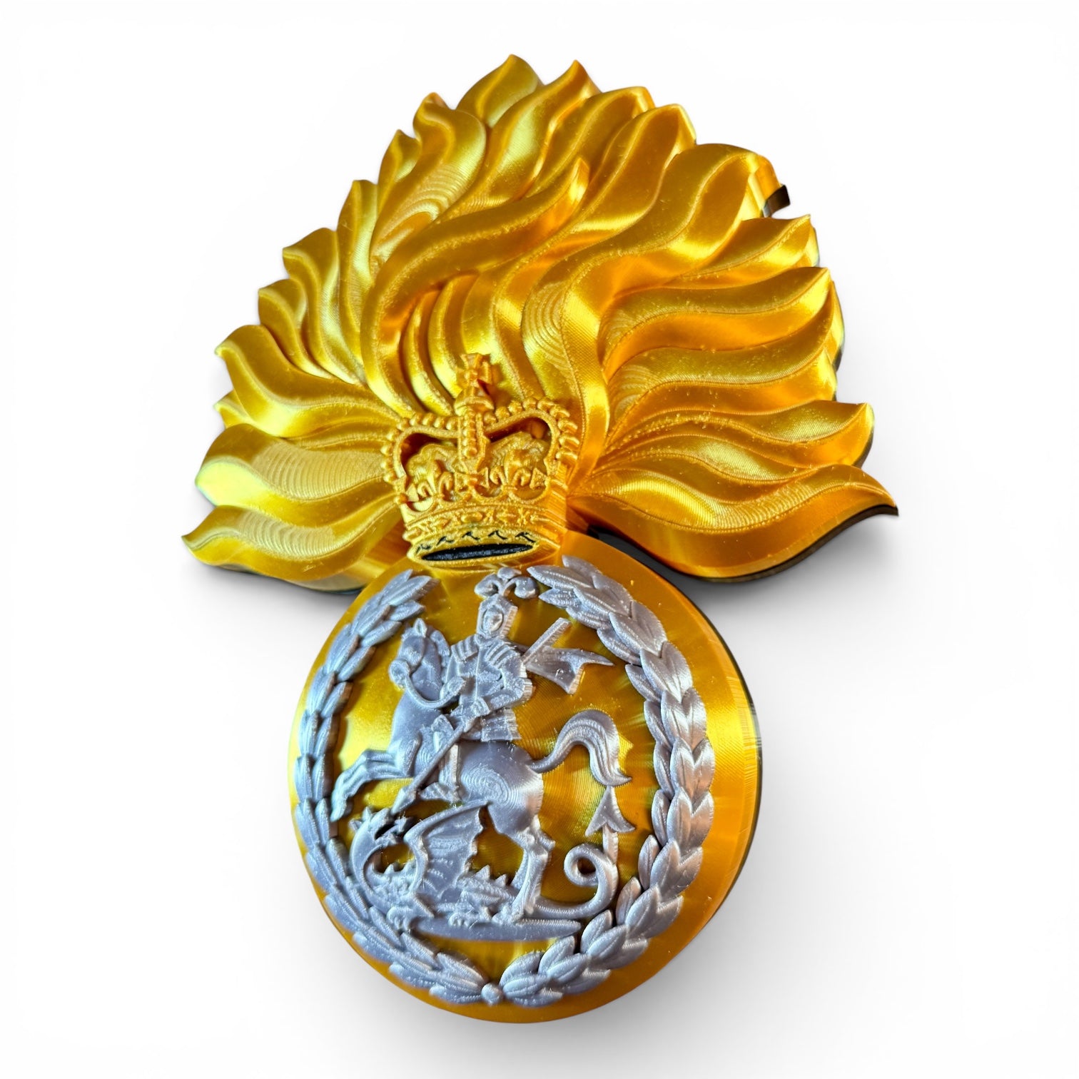 Royal Regiment of Fusiliers 3D Printed Cap Badge - Silver & Gold - Precision Military Emblems 
