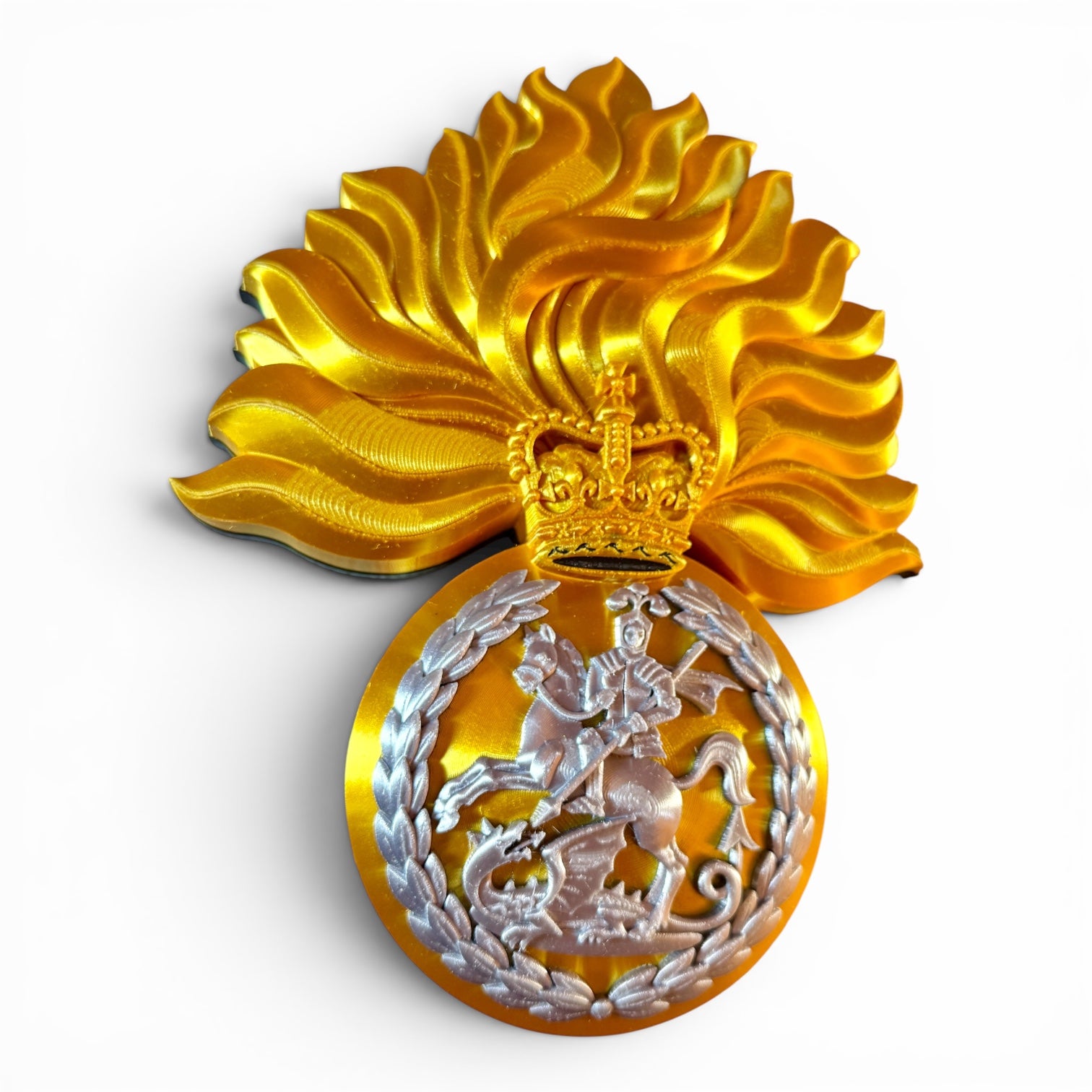 Royal Regiment of Fusiliers 3D Printed Cap Badge - Silver & Gold - Precision Military Emblems 