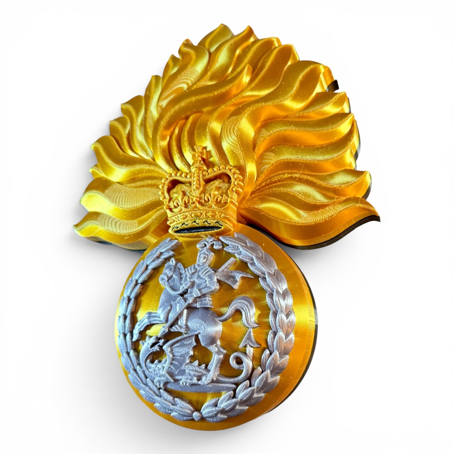 Royal Regiment of Fusiliers 3D Printed Cap Badge - Silver & Gold - Precision Military Emblems 