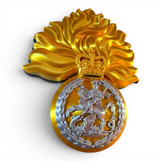 Royal Regiment of Fusiliers 3D Printed Cap Badge - Silver & Gold - Precision Military Emblems 
