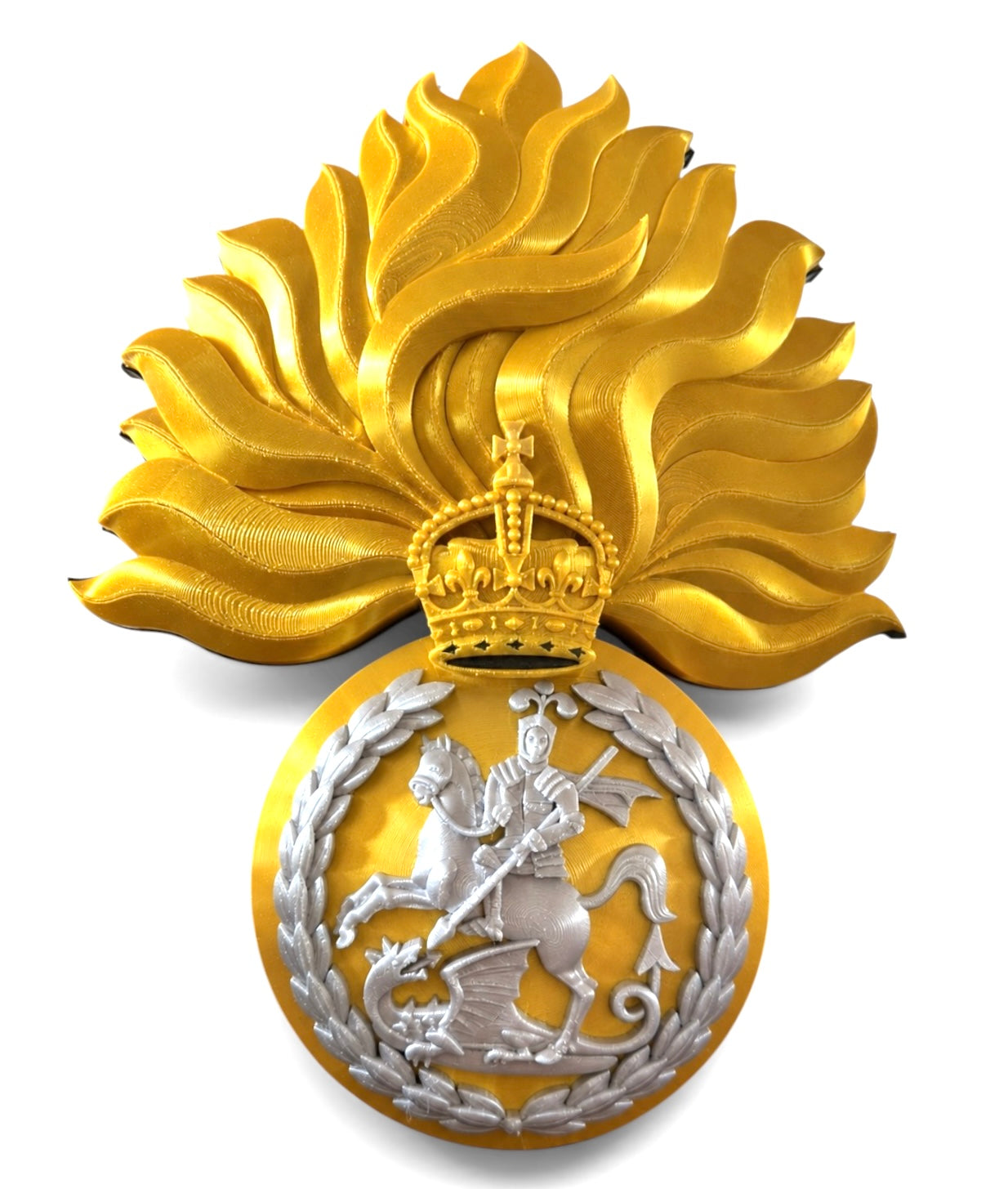 Royal Regiment of Fusiliers 3D Printed Cap Badge Grenade - King's Crown - Precision Military Emblems 