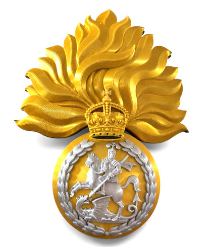 Royal Regiment of Fusiliers 3D Printed Cap Badge Grenade - King's Crown - Precision Military Emblems 
