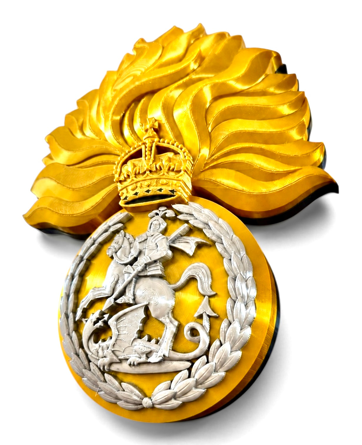 Royal Regiment of Fusiliers 3D Printed Cap Badge Grenade - King's Crown - Precision Military Emblems 